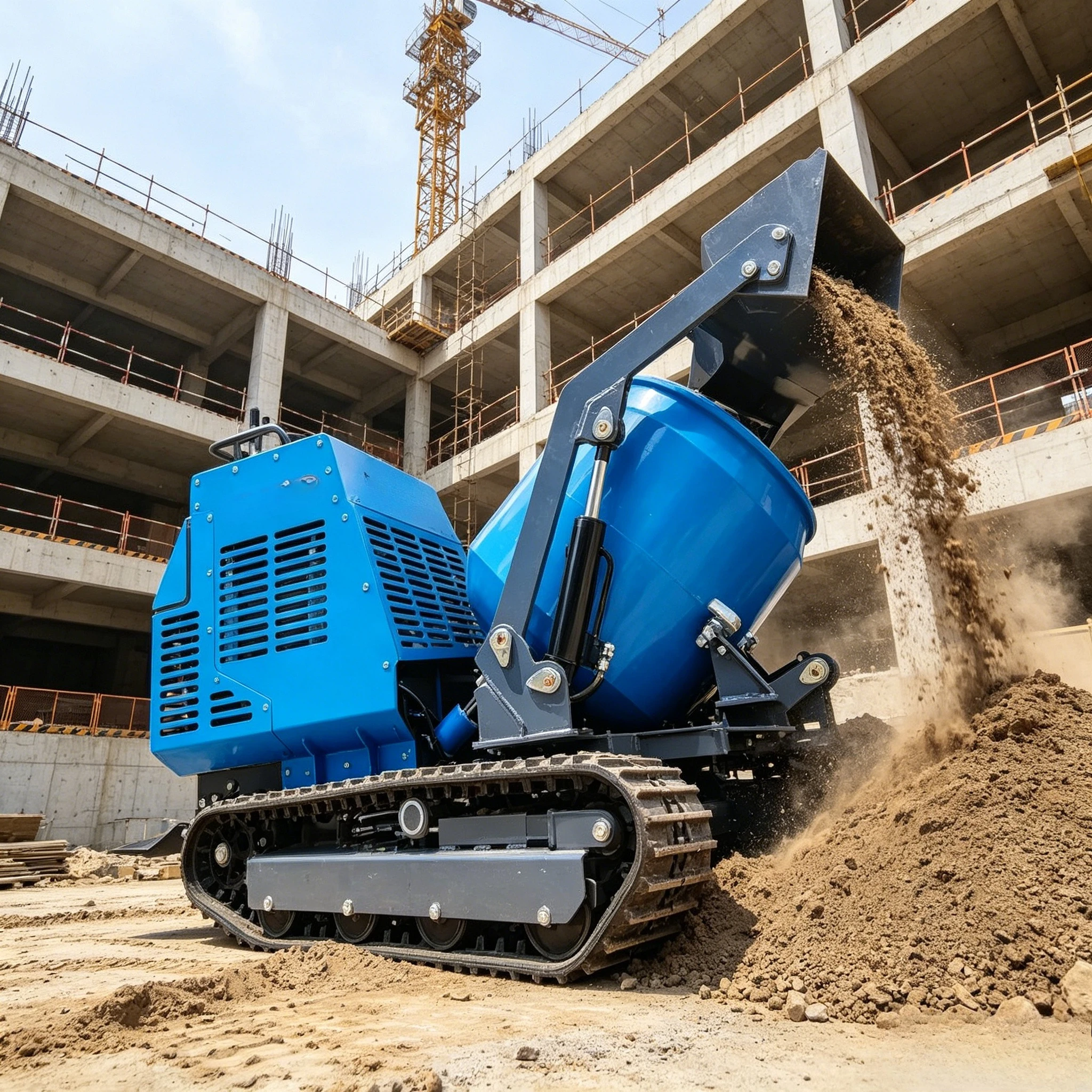 Customized High Quality Small Mini Concrete Mixer Self-loading Tracked Mini Crawler Portable Automatic Track Mobile Cement Mixer