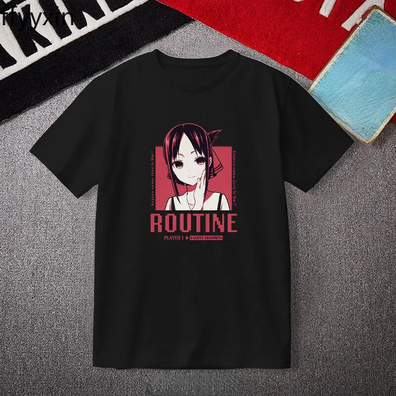 Kaguya-sama:Love Is War Anime Men Women Black Short Sleeve T-shirt Tops #1