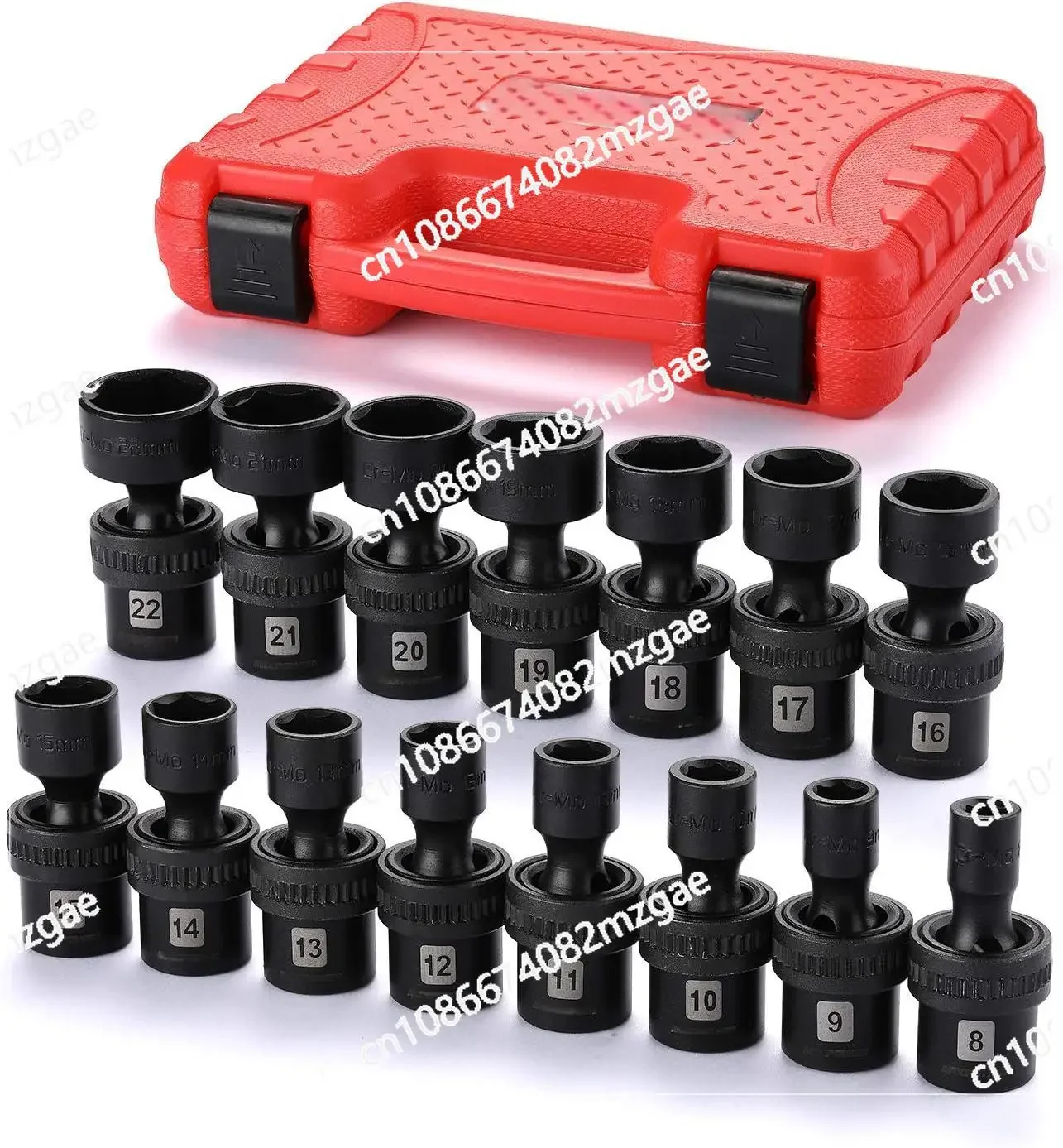 

Peaktop 15-piece 3/8" Drive Swivel Socket , 6 Point, Metric, 8-22mm, CR-MO, Shallow Universal Impact Socket Set