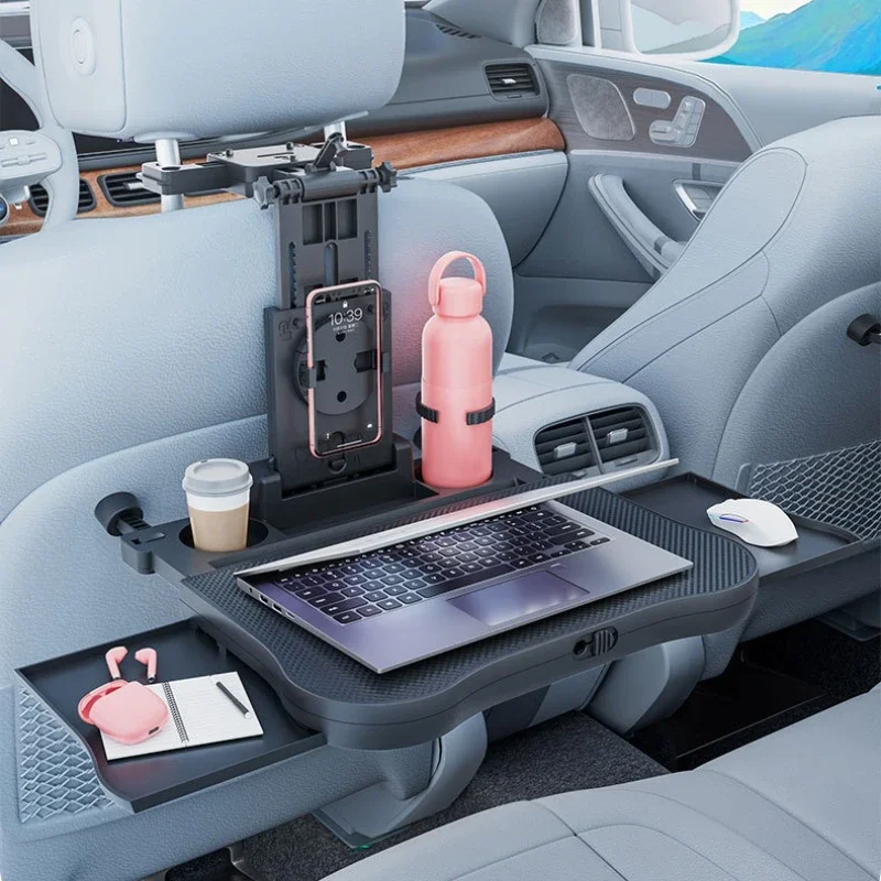 

Car Travel Table Multifunctional Car Seat Back Small Table Board Adjustable Water Cup Computer Bracket