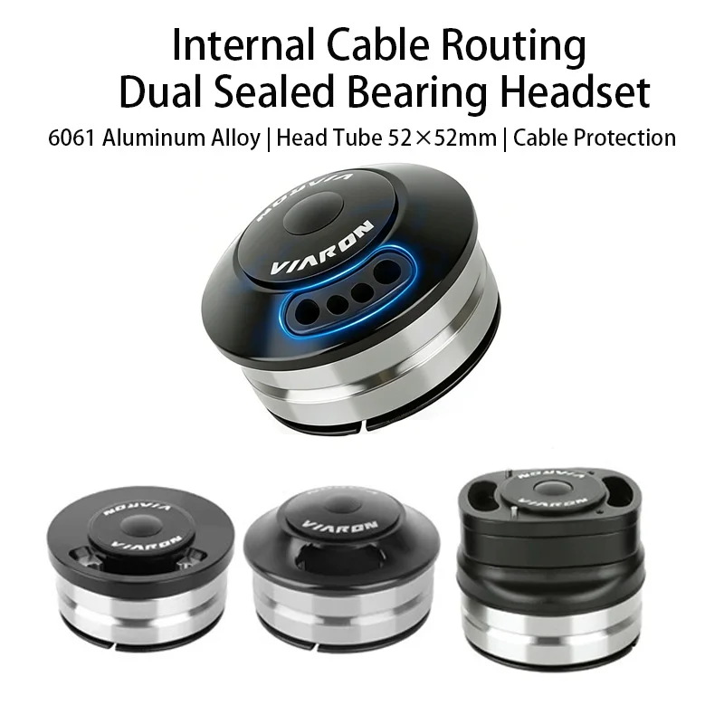 

VIARON Internal Cable Routing Bicycle Dual Bearing Headset 52-52mm Head tube Straight tube 28.6mm Tapered tube 39.8mm Parts