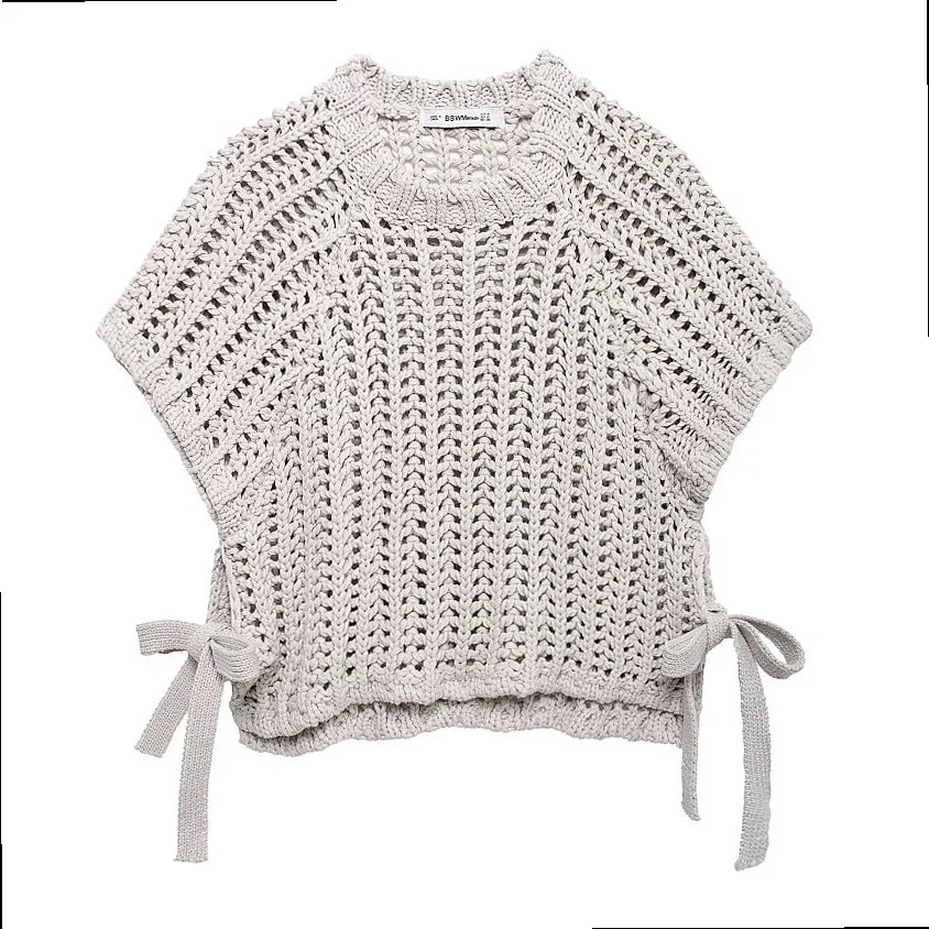 Side Decor Chunky Knit Sweater Pullover Multicolor Knitwear