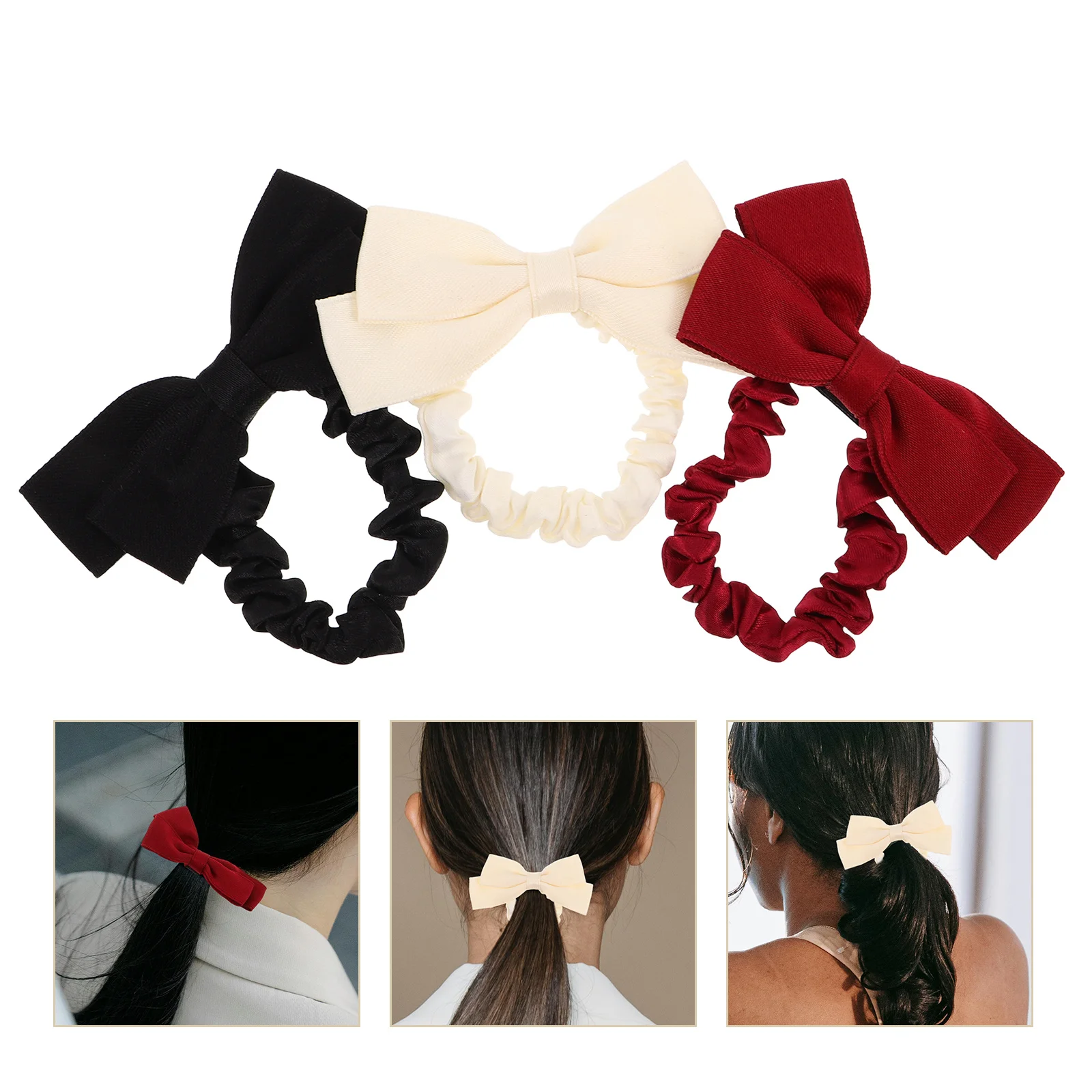 

9pcs French Vintage Hair Accessories Bowknot Scrunchies Satin Ribbon Ponytail Holders For Women Wedding Party Thick Thin Curly