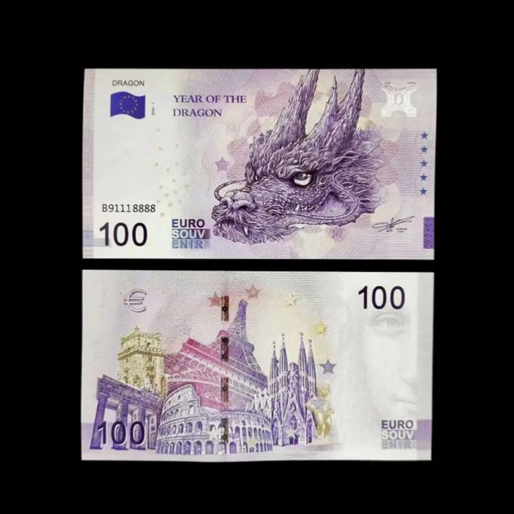 5~100pcs Newest Copy 100 Euro Paper Money 2024 Year of The Dragon Banknotes with UV Serial Number Collectibles Gifts