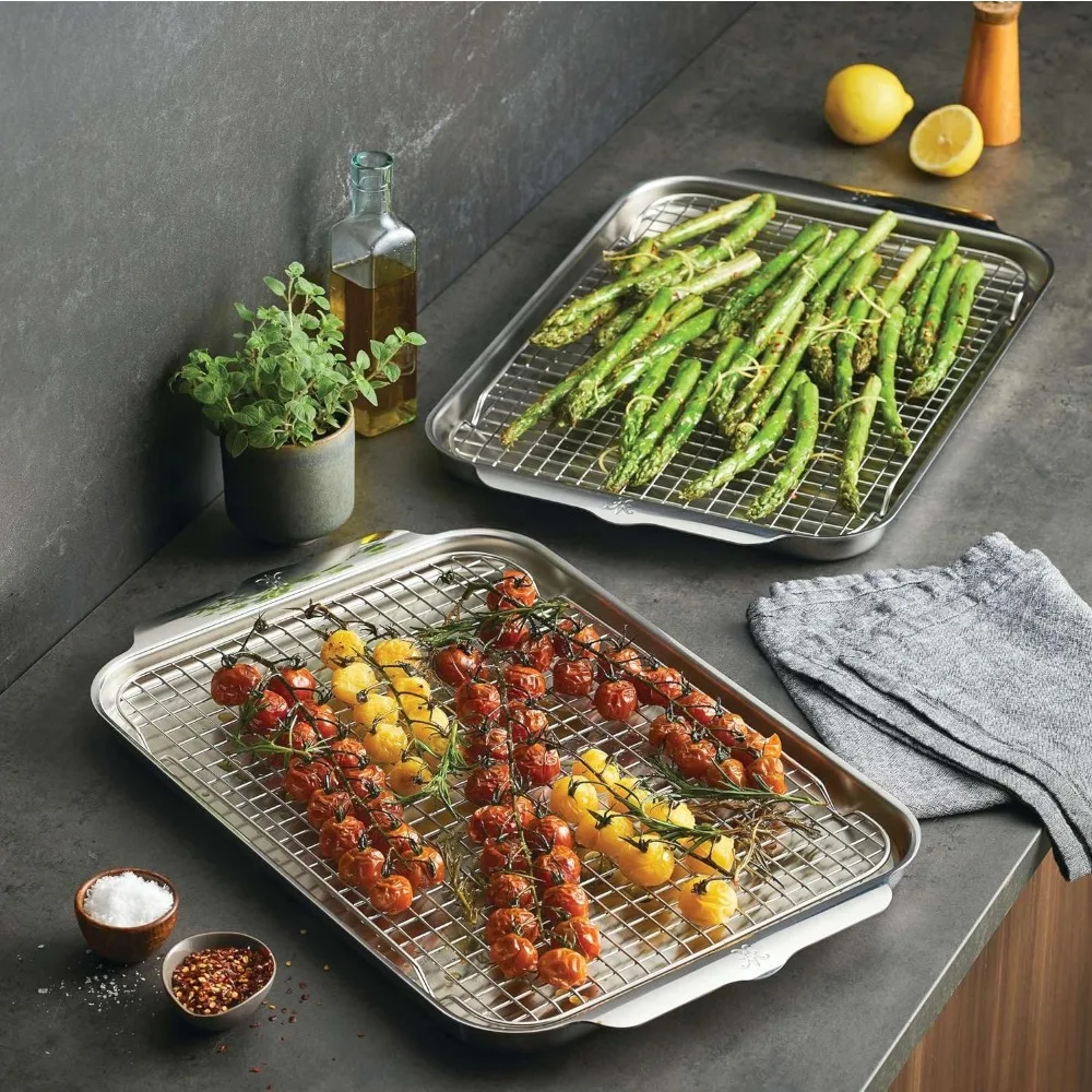 OvenBond Collection - Tri-ply 4-Piece Sheet Pan & Rack Set