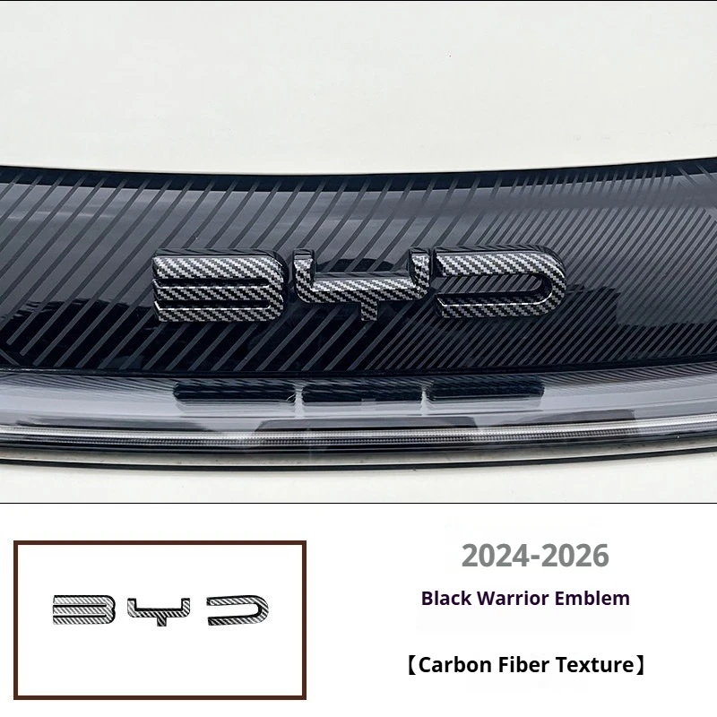 Für BYD Dolphin 2021-2026: Schwarzer Krieger Frontemblem aus Kohlefaser – Nicht demontierbare Abdeckung für die Frontmodifikation – Detail 12