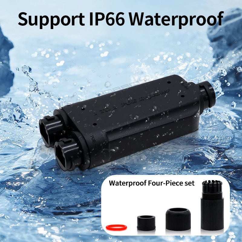 HORACO 2 منفذ مقاوم للماء POE مكرر IP66 10/100Mbps 1 إلى 2 PoE موسع مع IEEE802.3af/at 48 فولت في الهواء الطلق لكاميرا تبديل POE #3