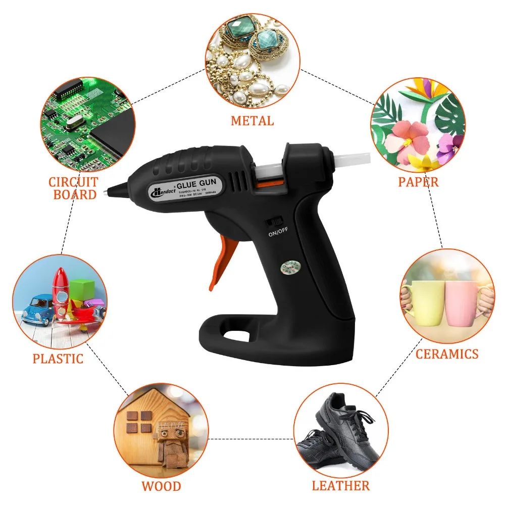 DC3.7V Cordless Hot Melt Glue Gun Household Handmade Small Glue Gun with 30 Mini Clear Glue Sticks for Arts Craft DIY Kits