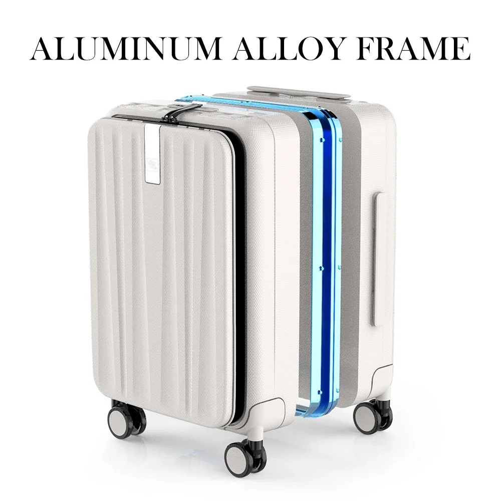 Hanke Carry On Suitcase Aesthetic Design 7mm Aluminum Frame Rolling Luggage Boarding Cabin PC Spinner Wheel TSA Lock 18\