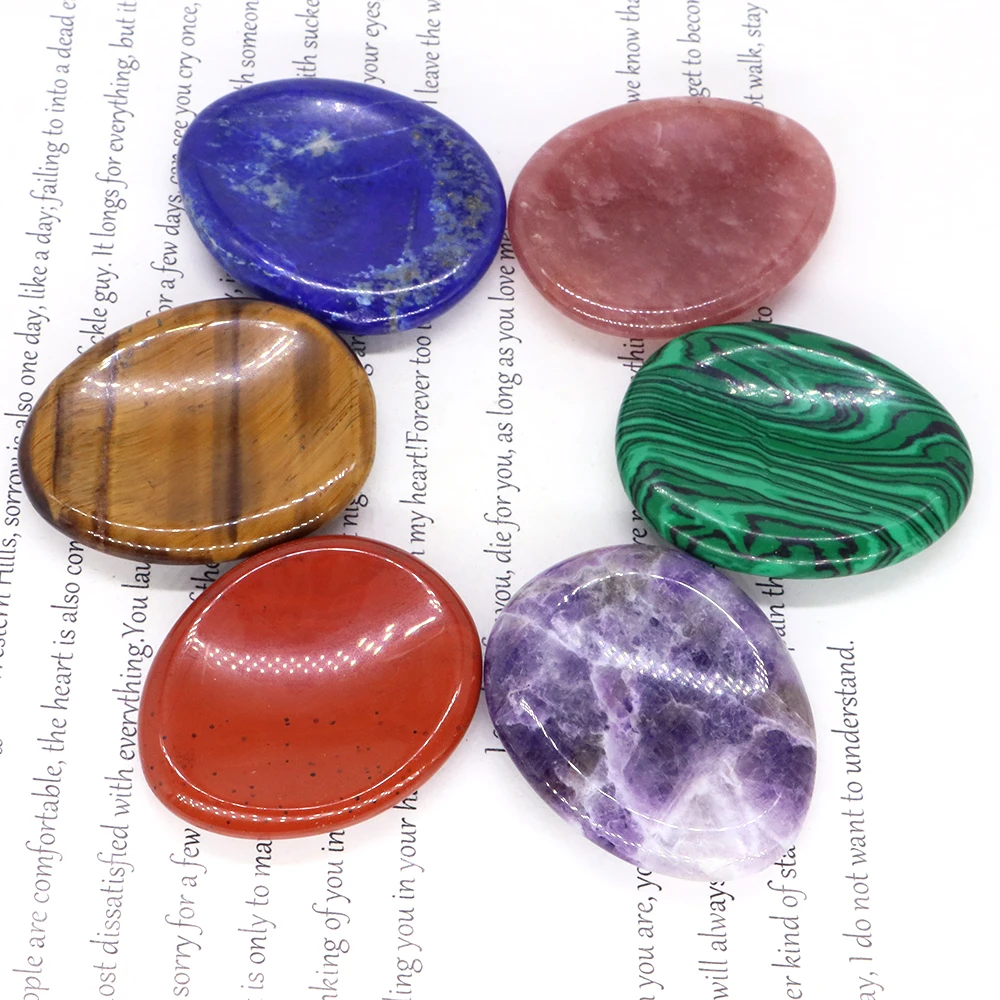 

Natural Palm Gemstone Worry Thumb Stone Face Gua Sha Tool Healing Crystal Mineral Hand Massage Beauty Product Wholesale 40x50mm