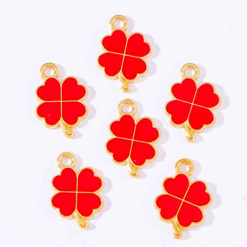 20Pcs Mixed Color Enamel Four Leaf Clover Lucky Pendant Creative Birthday Gift DIY Necklace Bracelet Earrings Charms For Jewelry