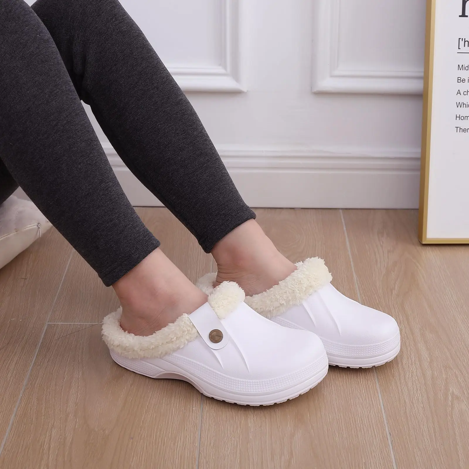 

Evshine Warm Plush Slippers For Women Men Winter Outdoor Non-slip Waterproof Garden Shoes Cozy Comfy Soft Fur Fuzzy Home Slipper