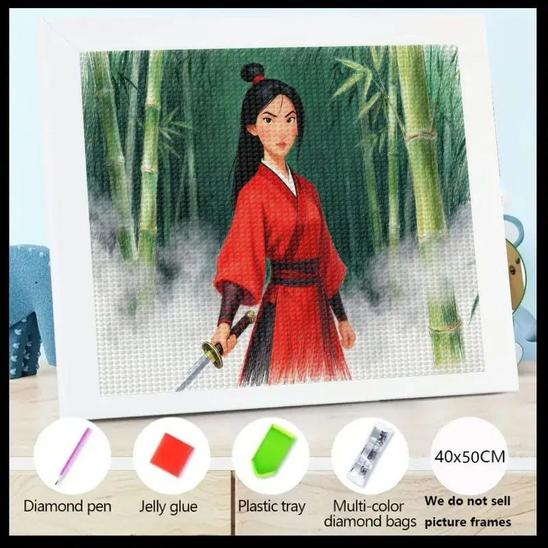 

1 шт., набор для алмазной живописи Disney Mulan 5D, большой 40x50 см, полная дрель, хрустальные стразы, сделай сам, очаровательная принцесса воина в моем