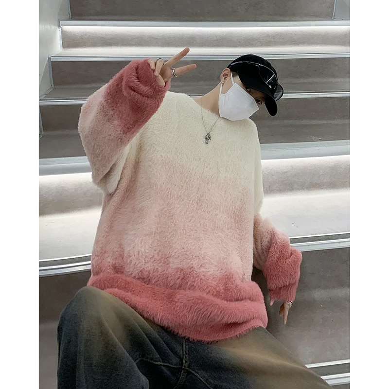 

Мужской вязаный свитер Adient из мягкой шерсти, весенне-осенний, повседневный, свободного кроя, с длинными рукавами, круглым вырезом, цветной трикотаж