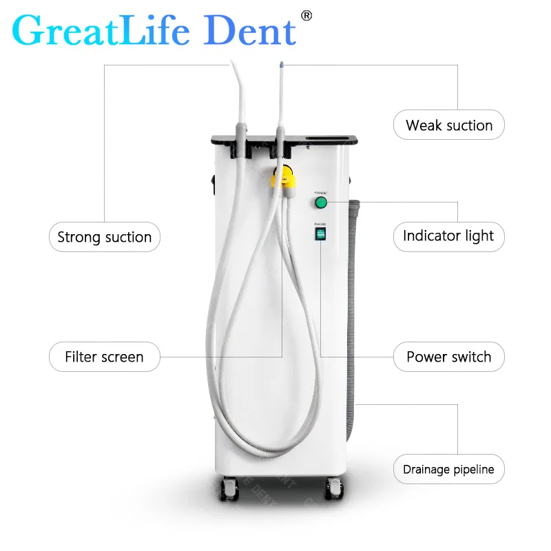 GreatLife Dent Dental Оральный всасывающий насос Машина Система Стоматологический всасывающий блок Передвижная портативная стоматологическая аспирационная машина