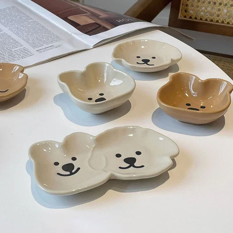 Cute Dog and Bear Ceramic Sauce Dish 5 Cute Dog and Bear Ceramic Sauce Dish