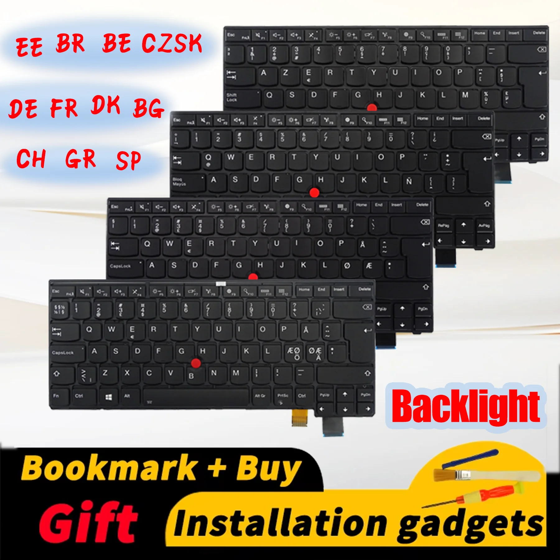 Laptop Replacement Keyboard for Lenovo ThinkPad T460P 00UR355 00UR359 00UR365 00UR377 BE BG BR CH CZSK DE DK EE SP FR GR Layout