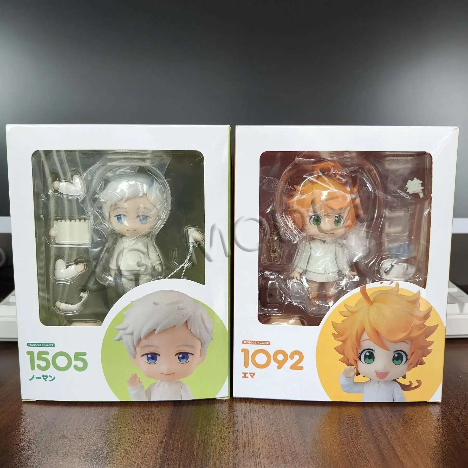 En stock The Promised Neverland # 1505 # Figura de Anime Chibi de Emma y Norman 1092, Figura de Acción de PVC, Juguetes de Anime