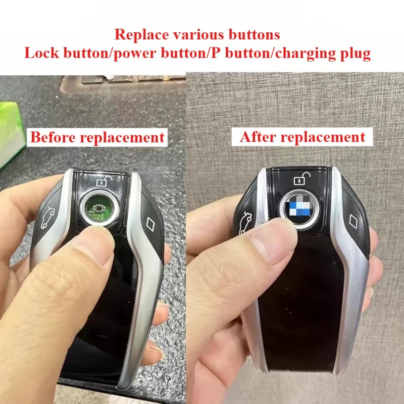 

For BMW Car LCD Remote Key Power Button Switch Button Lock Logo Accessories Dust Plug Charging Port Leather