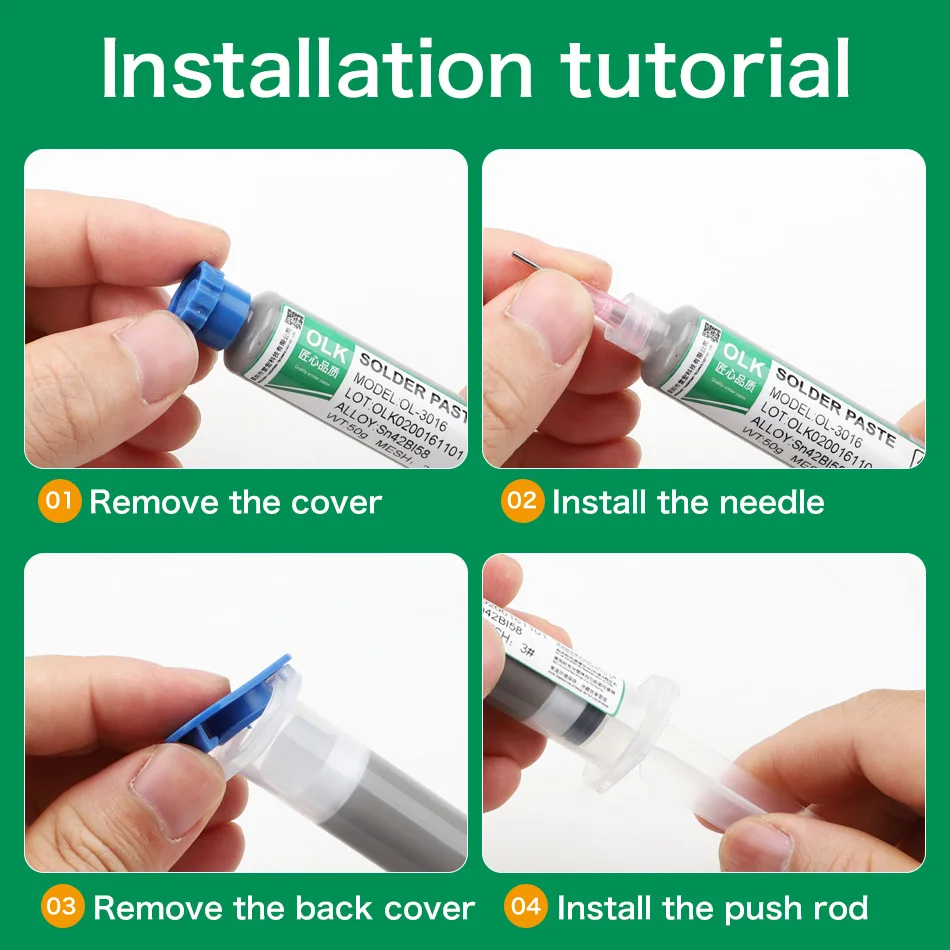 OLK Low Medium High Temperature Lead-Free Syringe Solder Paste Sn42bi58 SMD Led Iphone Repair Soldering Welding Paste 138℃