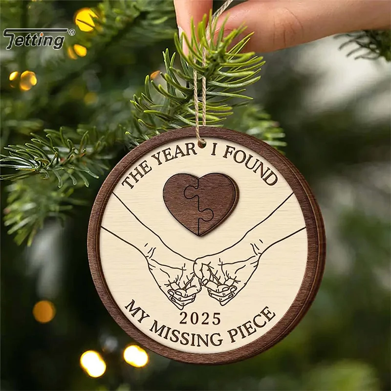 Personalized The Year I Found My Missing Piece 2-Layered Wooden Ornament For Couples Valentine's Day Gift Christmas Decoration