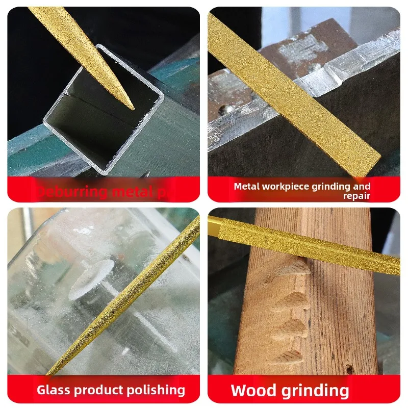 Industrial Titanium Coated Diamond Files / Assorted Mini Hand Files / Metal Jade Deburring Polishing Tools
