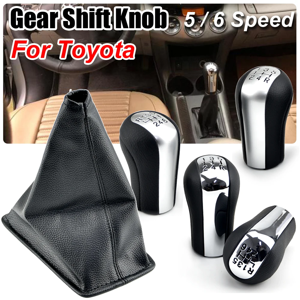 5 Speed/ 6 Gear Car Shift Gear change lever knob + Leather Boot Gaitor Cover For Toyota Corolla Verso RAV4 AVENSIS Yaris