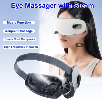 Eye massager 6D intelligent airbag vibration eye massager with steam Bluetooth eye care instrument cold compress eye massage glasses