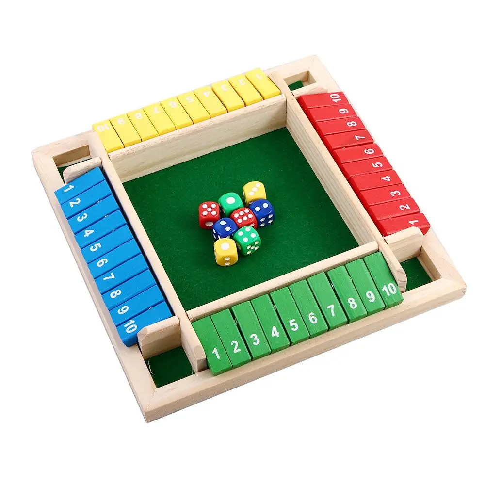 Educational Toys Wooden Toy Children's Toys Four-Sided Flip Card Game Wooden Number Game Board Game Dice Game Shut The Box