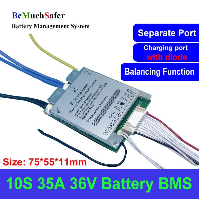 10S 35A 30A 36V BMS BeMuchSafer 10S 35A 30A 36V bateria BMS 10S30A 10S35A BMS z funkcją balansu włącznik/wyłącznik czujnik temperatury dla