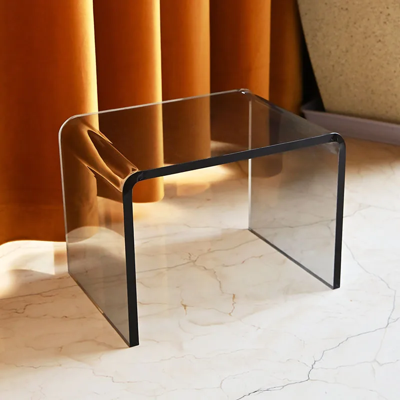 Mini Side Table Acrylic Bathroom Stool Shoe Changing Stool Household Transparent Seat for Living Room Simple Modern Furniture