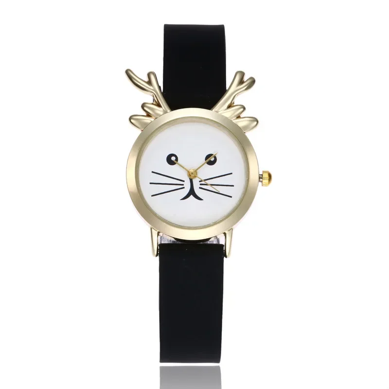 New Cartoon Cute Cat Rabbit Children Watch Silicone Band Quartz Watch Eye Beard Stereo Ear Student Kids Watch Birthday Xmas Gift