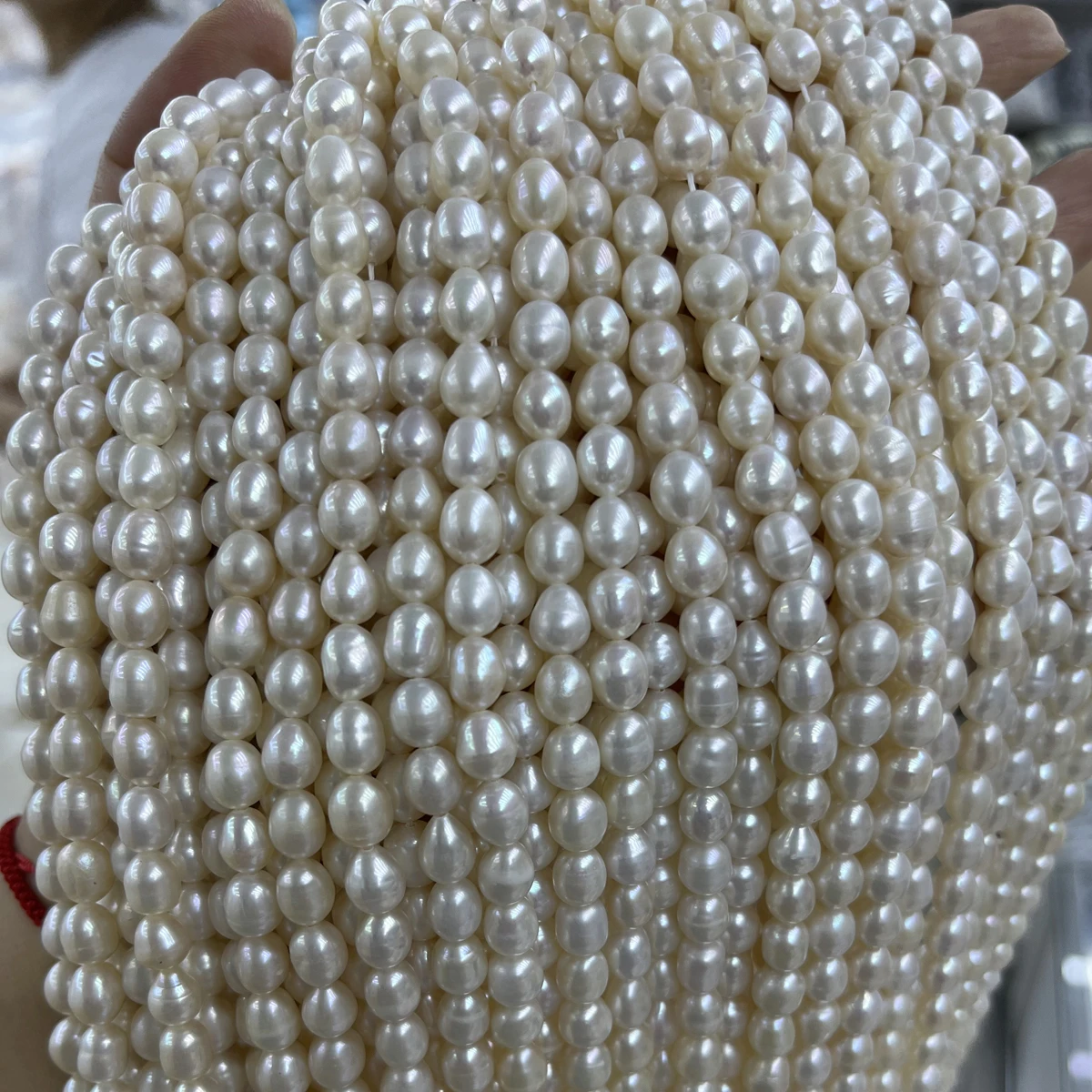 6-7mm Große Natürliche Süßwasser Perle Reis Form Weiße Perle Isolation Spacer Perlen Schmuck Machen DIY Halskette armband Frauen Hochzeit
