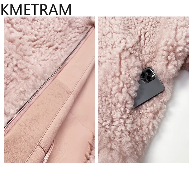 Jaket Bulu Berwajah Ganda Kulit Domba Wol Alami Mantel Bulu Asli Longgar Mode Wanita dengan Tudung Pakaian Wanita Musim Dingin 2025 Abrigos