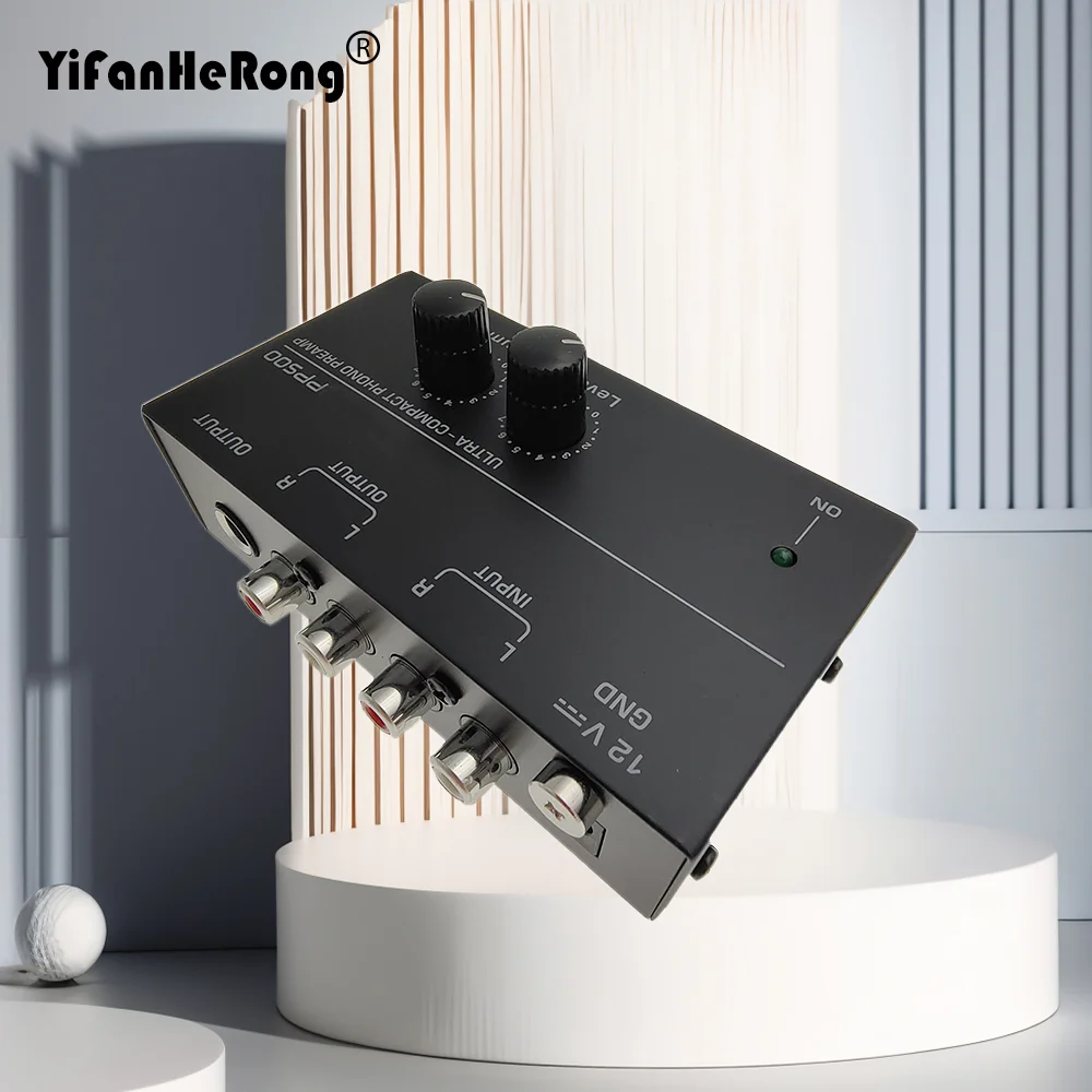 PP500 フォノ プリアンプ プリアンプ RCA 入力出力 1/4 インチ TRS 出力インターフェイス、レベル ボリューム コントロール付きターンテーブル用