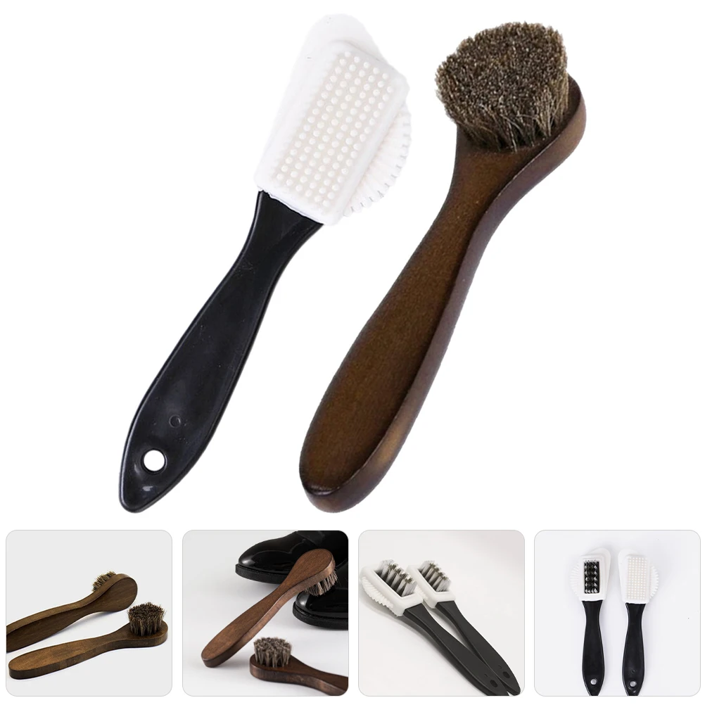 

2pcs Shoe Polish Brush Bristles Cleaning Scrub Multifunction Boots Shoe Care Kit Polishing Tools Home Daily Use