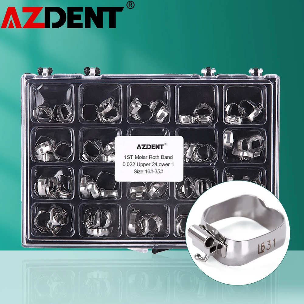 80PCS/BOX AZDENT Dental Orthodontic Bands With Buccal Tube For 1st Molar Roth / MBT 022