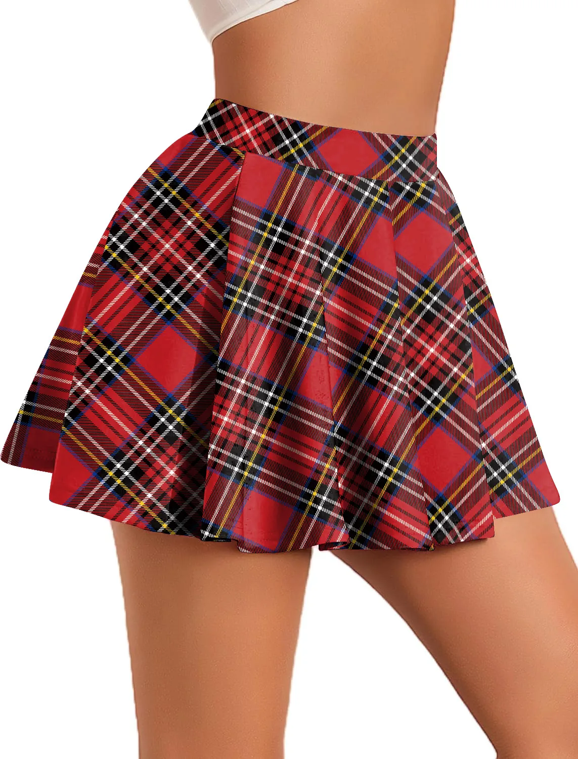 Mini jupes plissées pour femmes, accessoires de Club Sexy Y2k, carreaux de noël, taille haute, extensible, Tennis, patineuse, tenues trapèze pour femmes