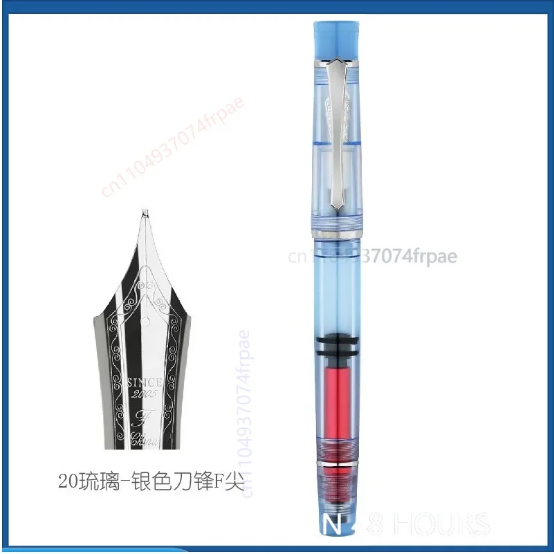 For PENBBS 495 Large Capacity Fountain Pen Transparent Acrylic Demonstrator Piston Ink Absorb Writing Practice Pen For Men Women