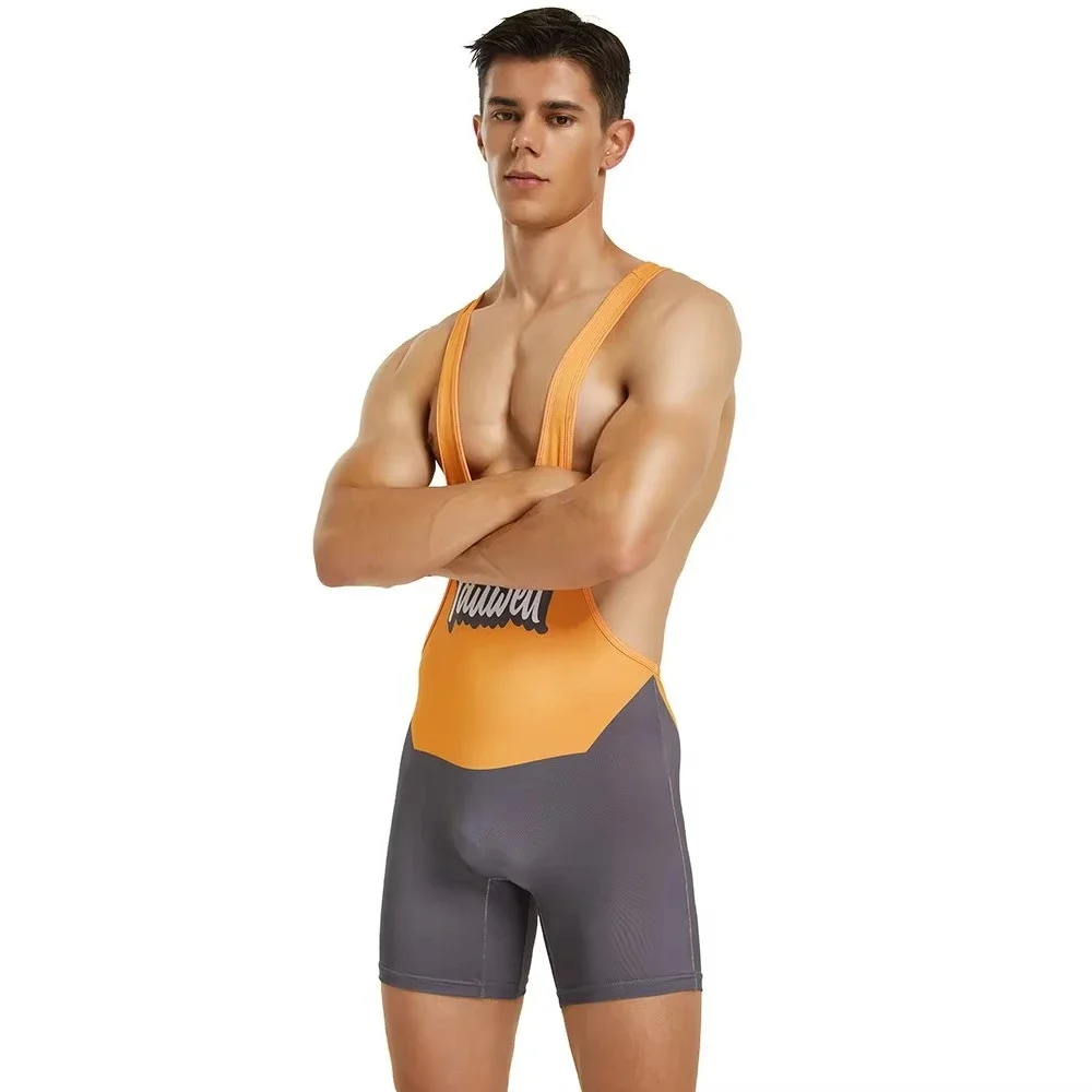Men’s Athletic Wrestling Singlet Breathable Stretch One‑Piece Leotard For Gym Fitness Gymnastics Competition Training