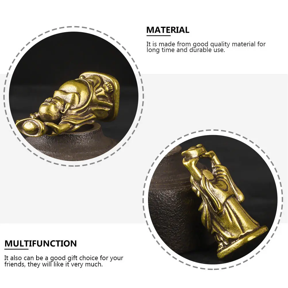 

1Pcs Maitreya Buddha Statue Brass Artware Home Office Small Desktop Decoration Feng Shui Wealth Enhancer Ornament
