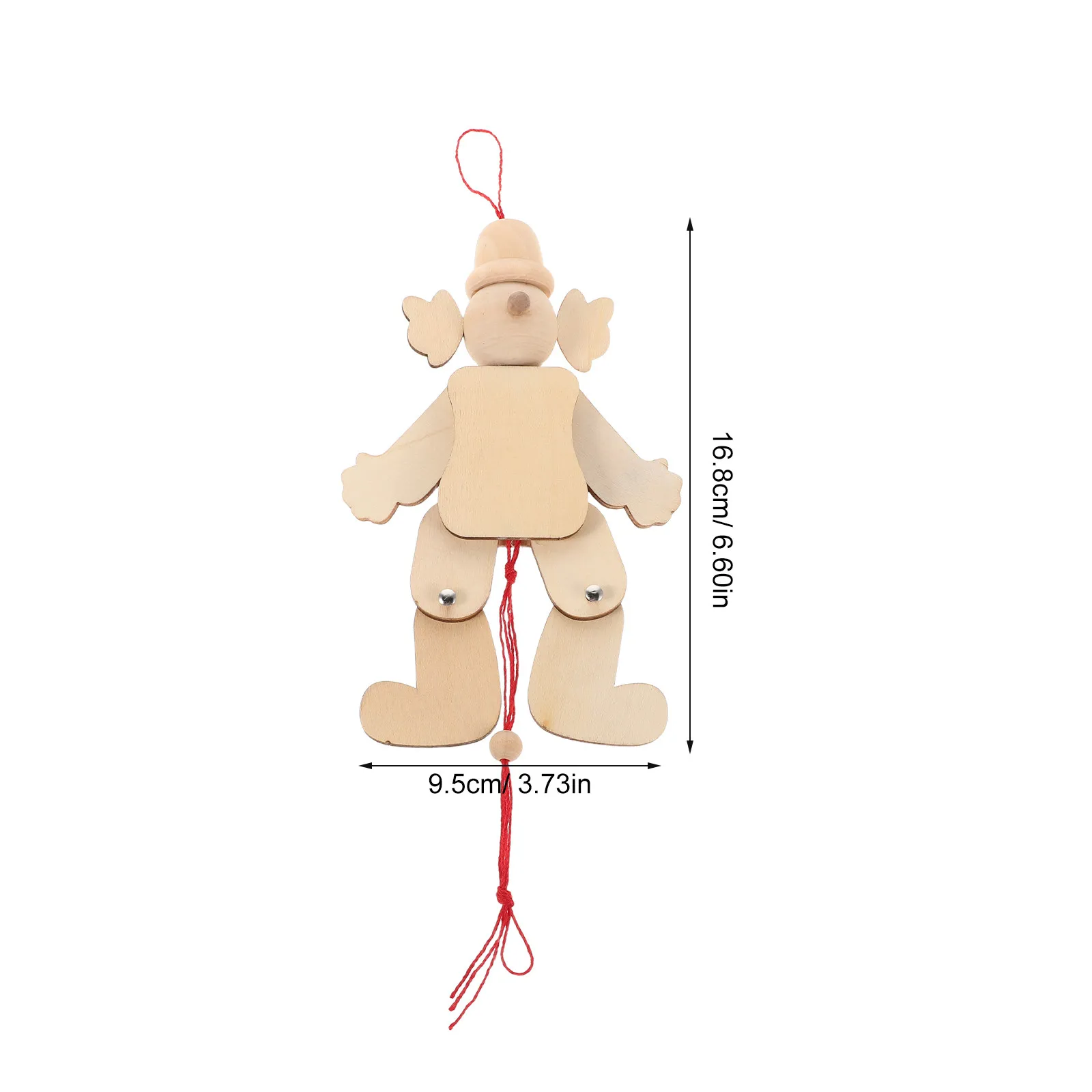 6Pcs Unfinished Wooden Clown Marionette Pull String Puppets for Kids DIY Family Events Home Decor Interactive Hand Eye