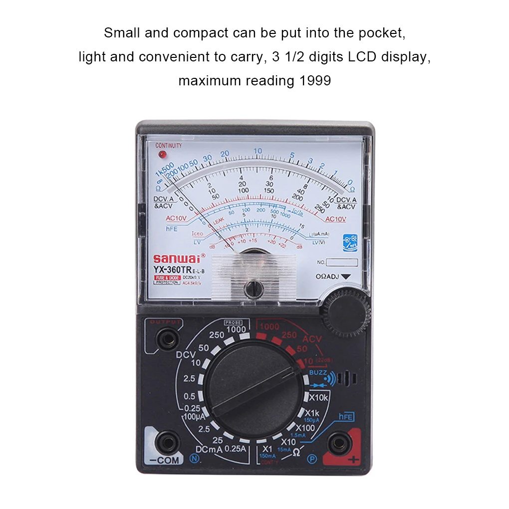 ABS Analog Multimeter Portable Professional Accurate Battery Powered Adjustable Voltmeter Current Meter Gauge Tools