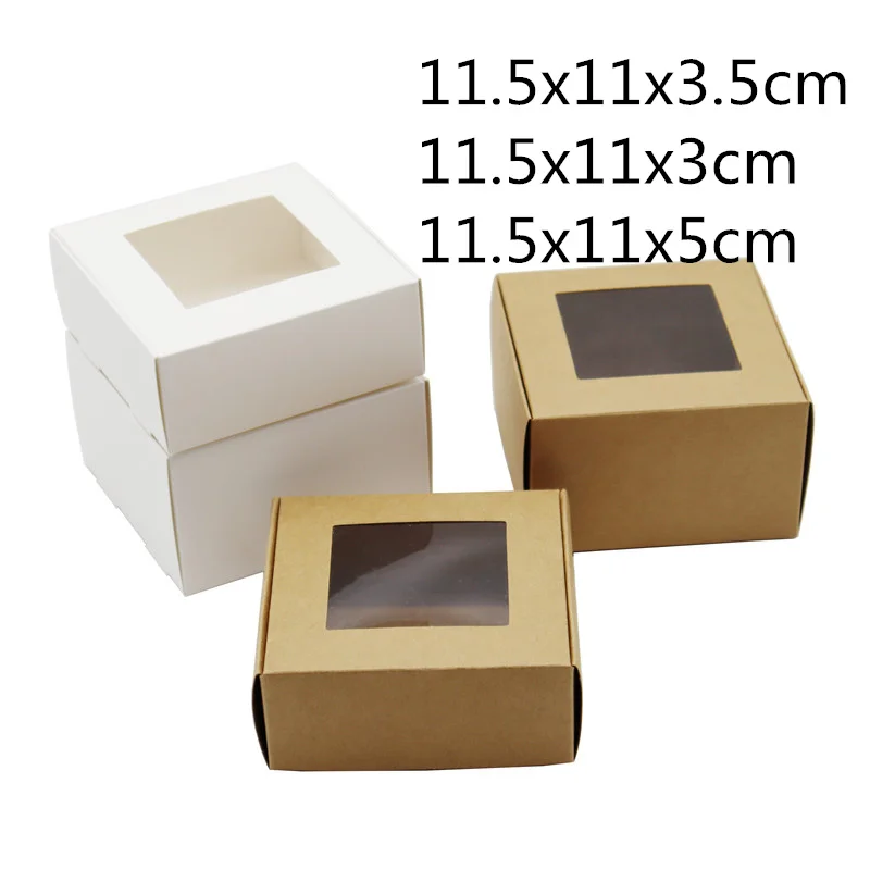 50pcs DIY Window Paper Gift Box Cake Packaging For Wedding Home Party Muffin Packaging Christmas Gifts Kraft Box