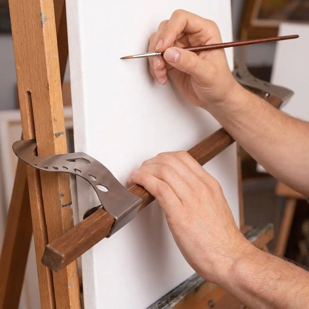 Stainless Steel Easel Hand Rest Support Bar Anti-smudge Hand Adjustable Artist Hand Support Bridge Anti-shake with Wooden Sticks