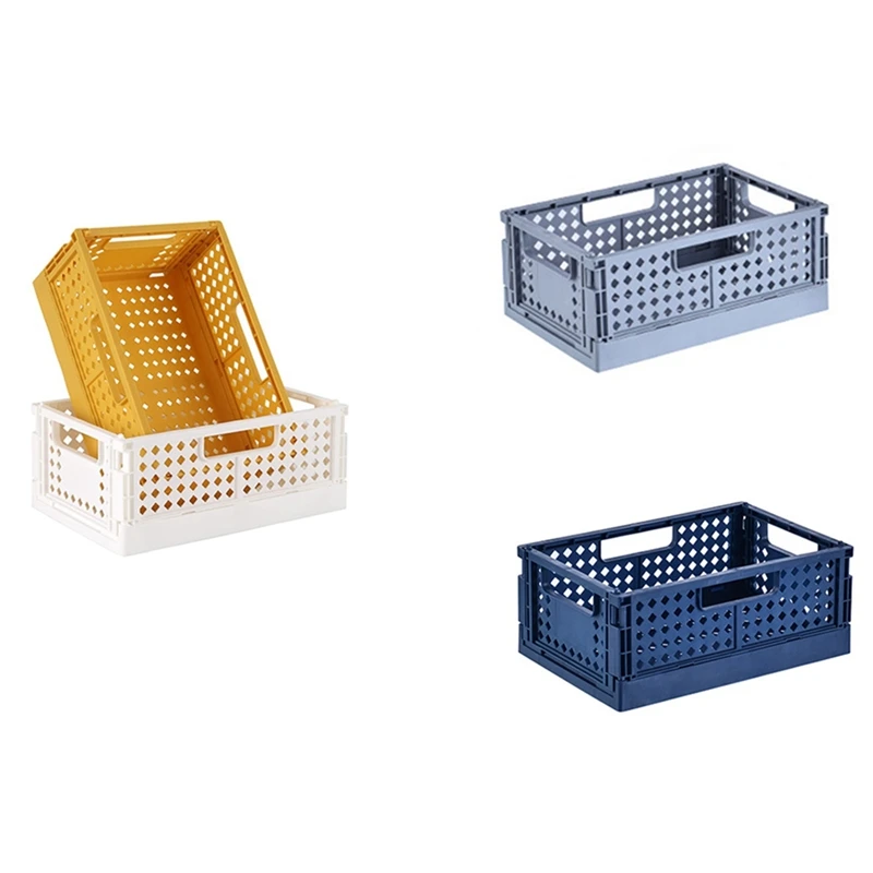 

2-Piece Plastic Basket For Storage Shelf Durable And Reliable Folding Storage Box