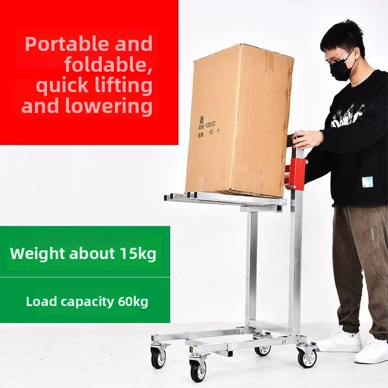 Manual Folding Lift Stacker Portable Pallet Jack for Home Warehouse Use Tool Cart