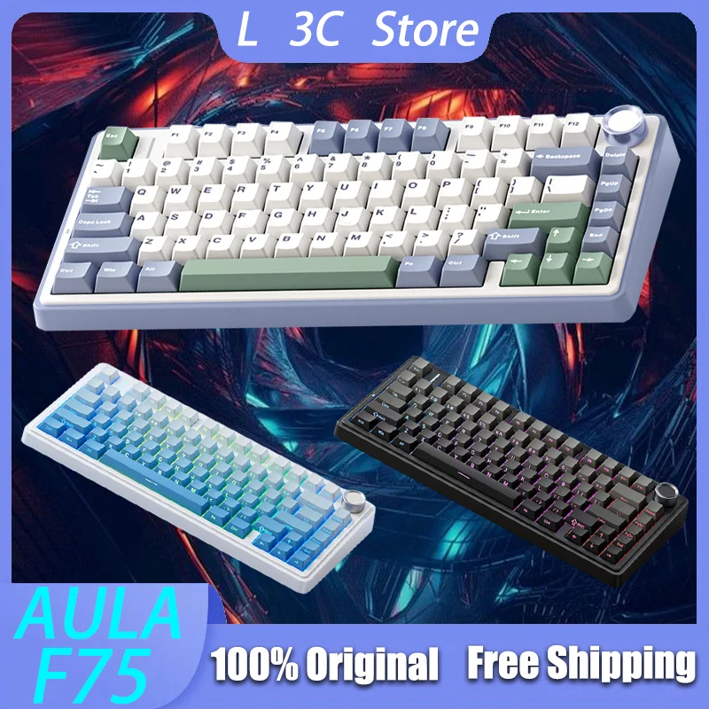 

AULA F75 Three Mode Wireless Mechanical Keyboard Bluetooth Type-C Hot Swap Gasket NKRO Custom RGB Win Mac PC Laptop Gamer Office