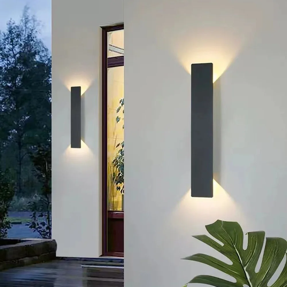 Outdoor Waterproof Wall Lamp Modern LED Lamp Black White Aluminum Up Lower Light Wall Lamps Waterproof IP65 110V 220V Fixtures