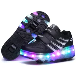 Boys Jazzy LED Light Shoes Children Roller Skate Shoes With Wheels Kids Junior Baby Girls Sneakers Glowing Luminous EUR 27-43